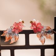 2個セット　パール　金魚ヘアクリップ　和風着物　金魚髪飾り　レディースヘアピン　金魚雑貨