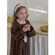 ★2024秋冬子供服★シンプル レース付け襟 ロングワンピース 欧米風子供服 トップス 防寒 温かい