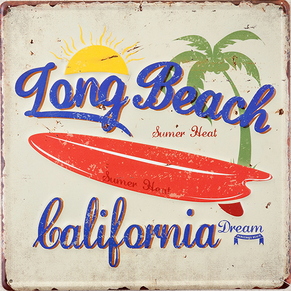 アンティークエンボスプレート★Long Beach California