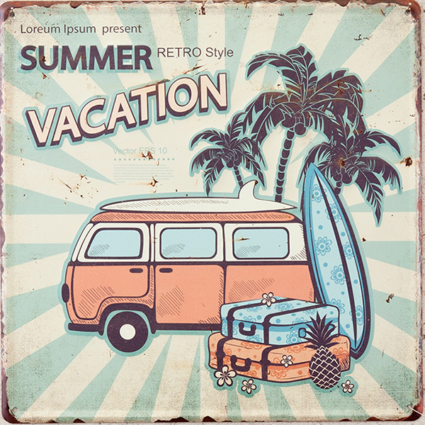 アンティークエンボスプレート★SUMMER VACATION