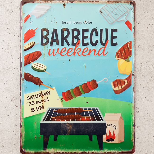 アンティークエンボスプレート★BARBECUE weekend