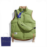 メンズ 鞄付き 中綿 ベスト 男女兼用 ストリート系 両面着用 防寒アウター 2025新作★全3色