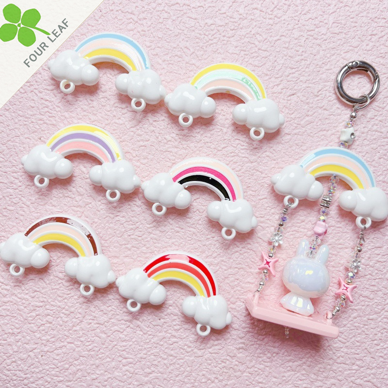 虹 ビーズパーツ チェーンパーツ 穴あり デコパーツ 手芸 アクセサリーパーツ 可愛い ハンドメイド DIY