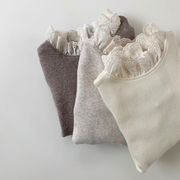 【2023春★大売出し】女の子レース付き長袖シャツ　フリル　レース