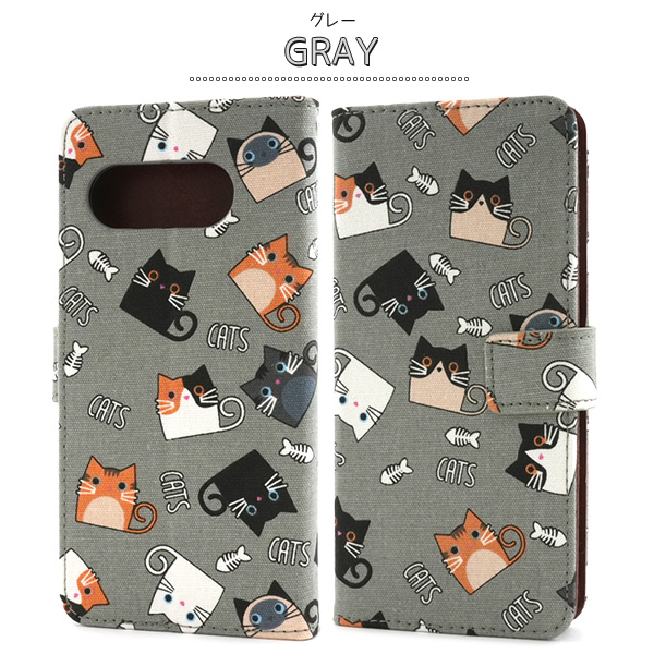 Google Pixel 9a用】くいしんぼう猫手帳型ケース かわいい ねこ