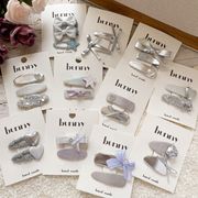 INS大人気☆2025 韓国風☆女の子用前髪バングクリップ☆ヘアヘアピンアクセサリー☆シルバー調光沢皮