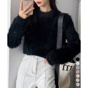 ショート丈シャギーニットレディース韓国風