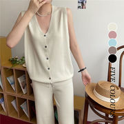 【春新作】韓国風レディース服 レディース　おしゃれ　ノースリーブトップス　セットアップ