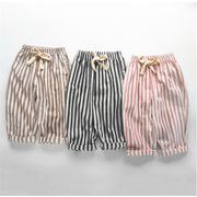 春夏新作  綿麻 ストライプ ズボン 子供服　キッズ服　男女　　韓国子供服  パンツ  90-130cm