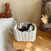 クーポン使用可能 太い綿糸 玄関ポケット 3点セット 多色 サイズ 化粧かご 編み物収納かご マスク収納かご