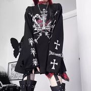 トップス カットソー ロンT Tシャツ プリント ダメージ加工 レディース