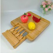 調理済み食品用の、天然素材で環境にやさしい竹製まな板とナイフセット