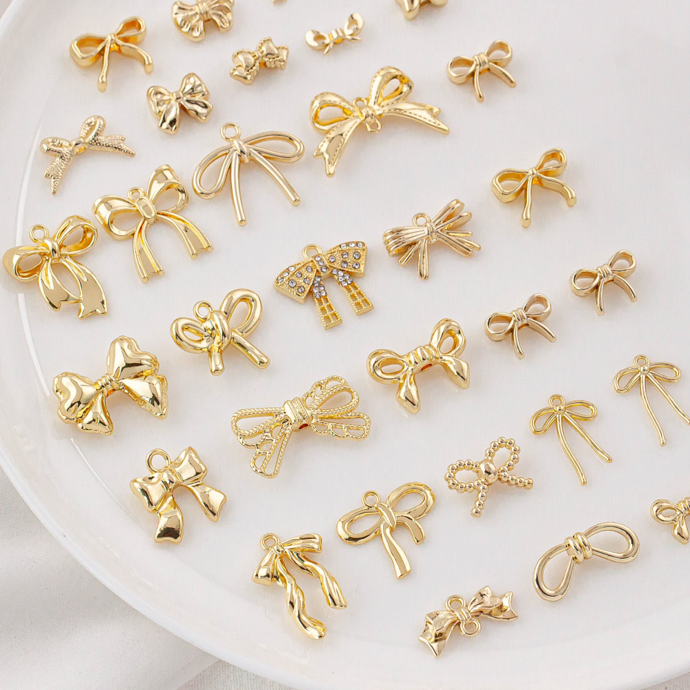 ハンドメイドパーツ リボン ビーズ アクセサリーパーツ DIY材料 メタルパーツ 金 ハンドクラフト 金具 蝶