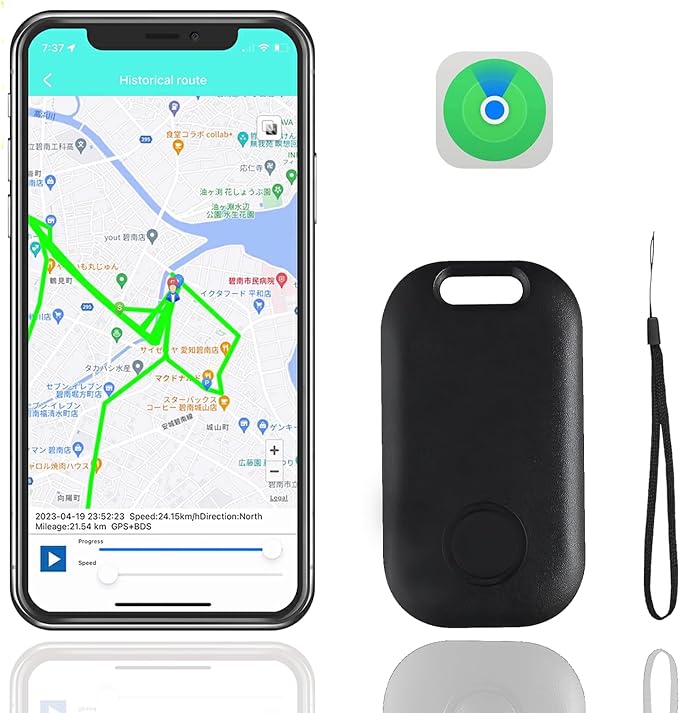 スマートトラッカー 小型GPS発信機 財布忘れ物防止タグ 紛失防止 キーホルダー 追跡用 探し物発見器