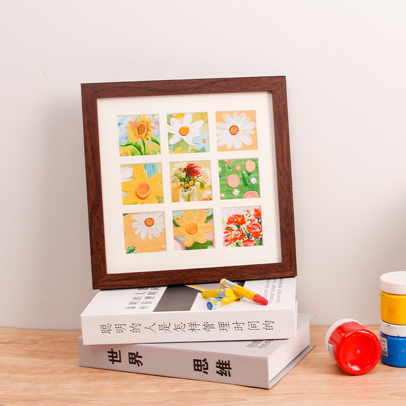 九宮格四宮格油絵棒フォトフレーム正方形は実木フォトフレームに似せて台の創意油絵diyフォトフレームを