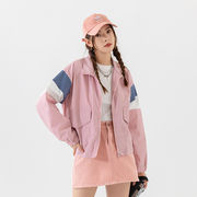 TSHEKカラーブロックカジュアルジャケット スポーツベースボールコート 小柄用アウター