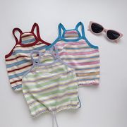 T&Q☆女の子用 タンクトップ 2025夏 中小児用 女の子 インナー＆アウター2way ノースリーブトップス