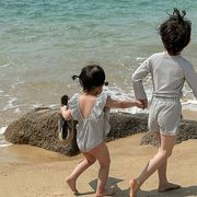 2025夏韓国 子ども用水着 男女兼用 ベビー用 UVカット 速乾 ストライプ 長袖セット
