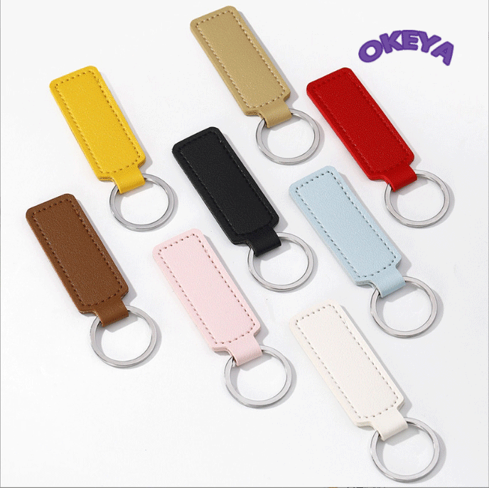 レディース小物 キーホルダー PUレザー おしゃれ キーリング ネームタグ DIY バッグチャーム 16色展開