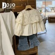子供服 キッズ トップス シャツ ブラウス 長袖 レイヤード レース 女の子