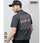 【2025年春の新作】バックロゴプリント ハーフジップ ストレッチ 半袖モックネックT／DIVINER GOLF