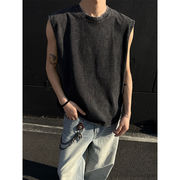 メンズ ビンテージ風 無地 タンクトップ 男女兼用 ノースリーブ トップス 春夏 2025新作★全5色