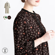 ハート柄ピンタックワンピース ワンピース シャツワンピ チュニック ハート柄 ロングブラウス