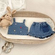 ★BaBy★　73~110cm　ベビーキャミソール＋パンツ　2着セット　デニムセットアップ　韓国ベビー服