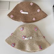 バケットハット　麦わら帽子　レディース　韓国ファッション　春夏　花