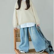 春夏新作 キッズ ガールズ 韓国風子供服 ジーンズ ジーンズ ズボン デニム ワイドパンツ 7-17