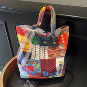 カラフルエコバッグ　トートバッグ　ボヘミアン風　旅行　　韓国バッグ