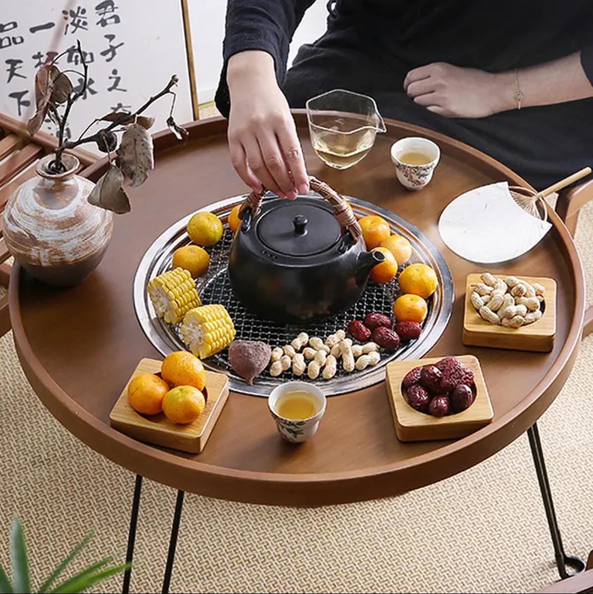 屋外用テーブル（炭火グリル付き）