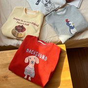 KUJ☆2025春 新作 子ども用 スウェットシャツ 女の子用 韓国風 カジュアル ゆったり 丸首 プルオーバー