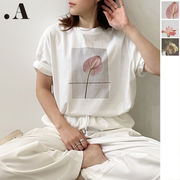 【2025新作】天竺フラワープリントTシャツ