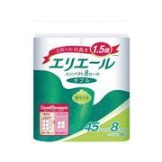 日本製 made in japan エリエール トイレットティシュー8Rダブル 1.5倍巻き 45m 46-980