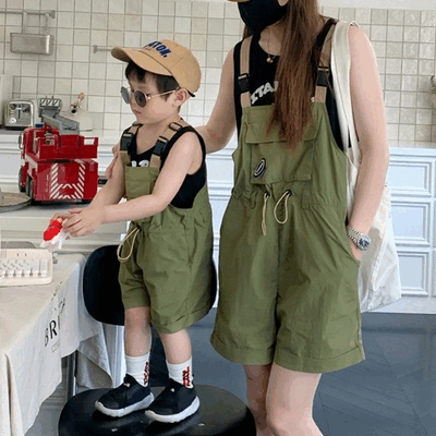 2025夏新作 親子コーデ男女兼用オーバーオールサロペットORTシャツOR無袖シャツ