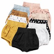 子供服 ベビーバルーンパンツ 男女中小児向け コットンリネン三角ショートパンツ 大きなお尻パンツ