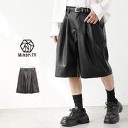 【2025年春の新作】ヴィンテージレザーライク PU ハーフパンツ ショートパンツ／MinoriTY