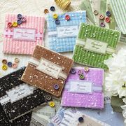 ペーパー素材紙 布 ノートペーパーメモ チェック柄 花フラワー葉 ボタン5枚付 49枚入