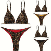 bikini ビキニ レディース 水着 三角ビキニ セパレート水着 2点セット おしゃれ 大人可愛い 豹柄