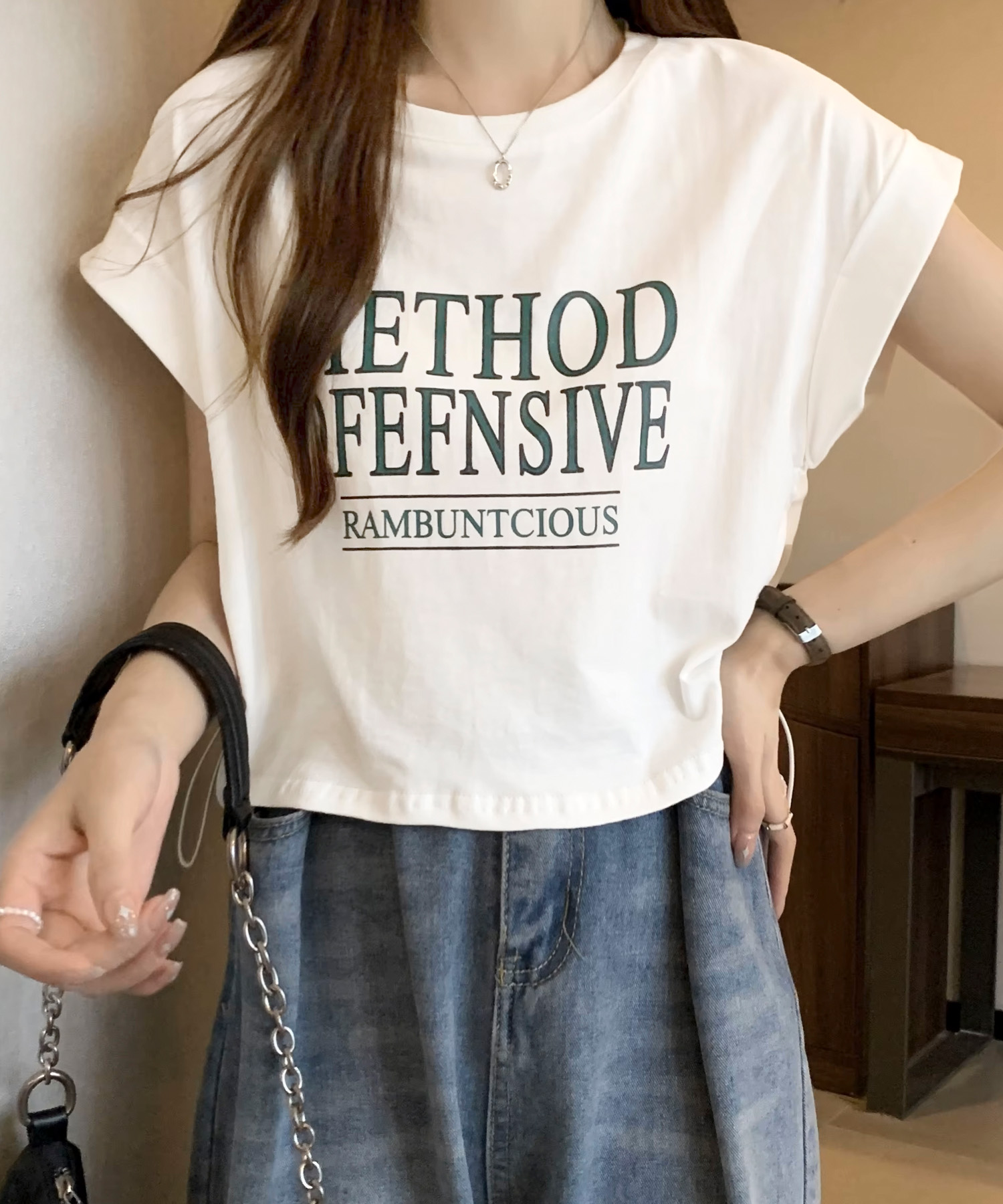 クロップド ドロスト Tシャツ ミニ丈 ちびT