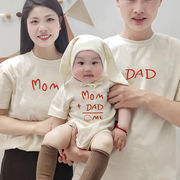 夏の新作親子服の半袖Tシャツ赤ちゃん這い服子供の半袖Tシャツです