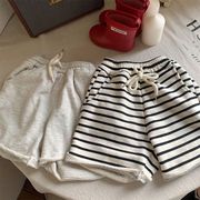 YY☆夏新作 子供用ハーフパンツ ゆったりボーダー 五分丈 男女兼用 スポーティー風