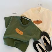 全2色[80-130cm] 女の子男の子 プリント 半袖Tシャツ 韓国風 トップス  カットソー 春夏 キッズ 子供服