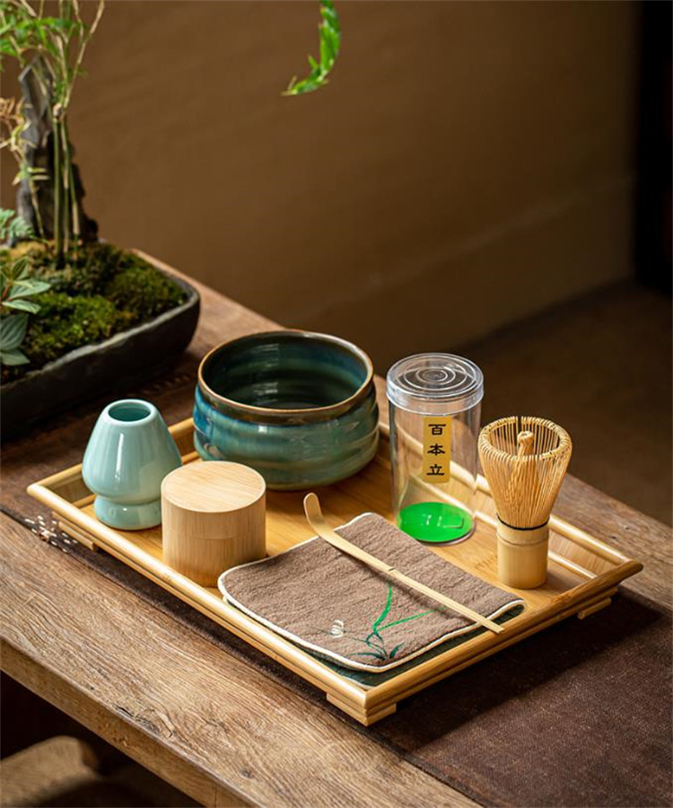 クーポン使用可能  抹茶茶碗付き 百本立茶筅  茶道用竹刷 点茶道具 手作り和食器