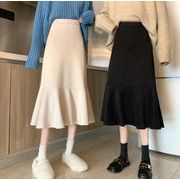 2021年秋冬新作コーデュロイスカートチェック柄ステッチミドル丈ストレートスカート