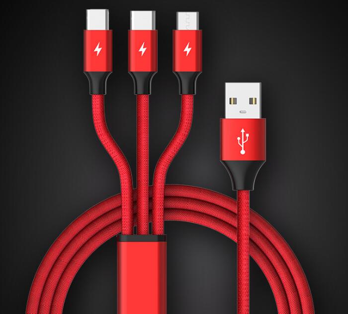iPhoneケーブル Type-Cケーブル Micro USBケーブル 3in1充電ケーブル ストラップ式 急速充電ケーブル