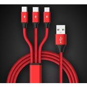 iPhoneケーブル Type-Cケーブル Micro USBケーブル 3in1充電ケーブル ストラップ式 急速充電ケーブル