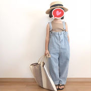春秋　定番　デニムパンツ　デニムオーバーオール　サロペット　ジーンズ　子供服　カジュアル　親子服