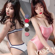 【即日出荷】光沢感 スクール水着風 レオタード コスプレ衣装【7370】